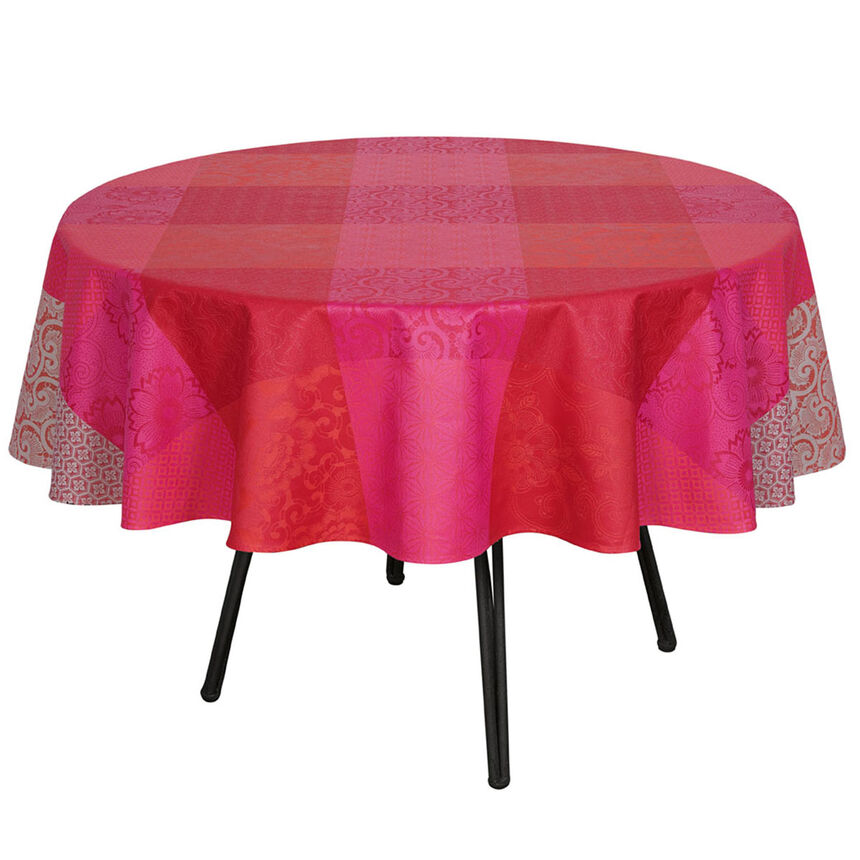 Nappe enduite Fleurs de Kyoto Cerise 175x175 100% coton, , hi-res image number 1