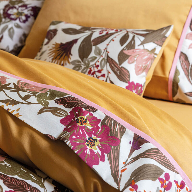 Drap de lit Panache de fleurs Miel 190X290 100% coton, , hi-res image number 1