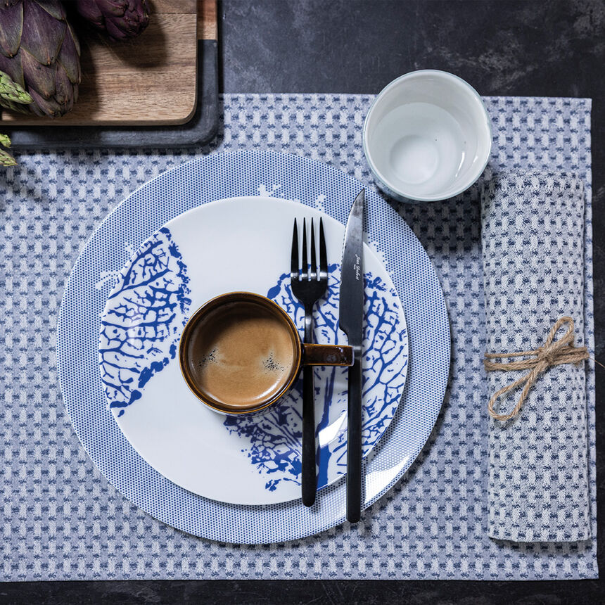 Set de table enduit Empreintes Tissage Cobalt 50x36 100% coton, , hi-res image number 0