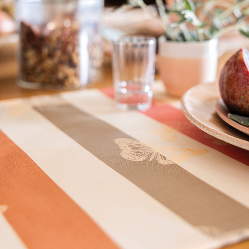 Nappe enduite Bal des papillons Enduit P&ecirc;che 175x175 100% coton, , hi-res image number 1