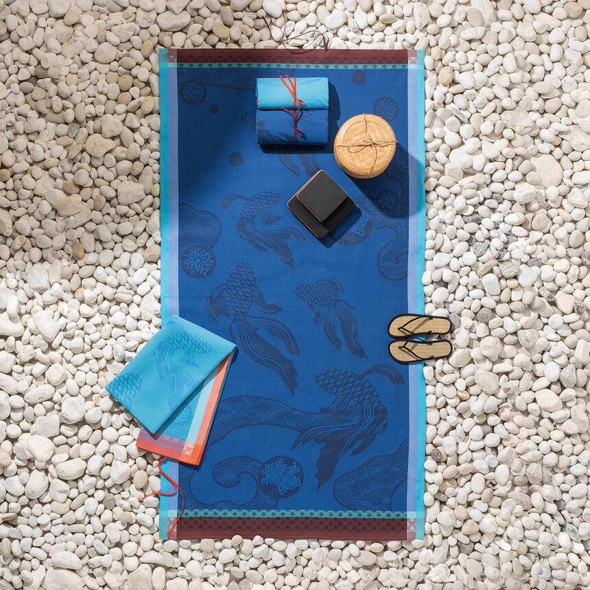 Drap de plage Oc&eacute;anique Abysse 100x200 100% coton, , hi-res image number 0