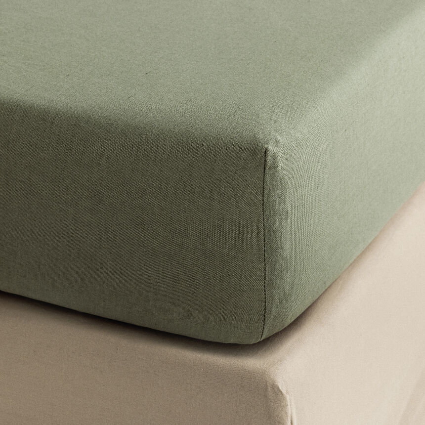 Drap housse Nuances R&eacute;s&eacute;da 90X200X35 50% coton - 50% lin, , hi-res image number 0