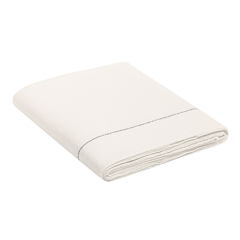 Drap plat Nuances Blanc 190X290 50% coton - 50% lin, , hi-res