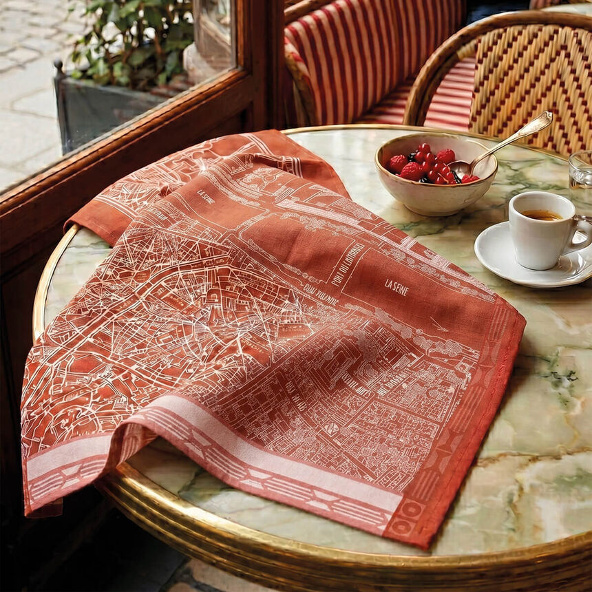 Torchon A vol d'oiseau Paris Brique 60x80 100% coton, longues fibres, , hi-res image number 0