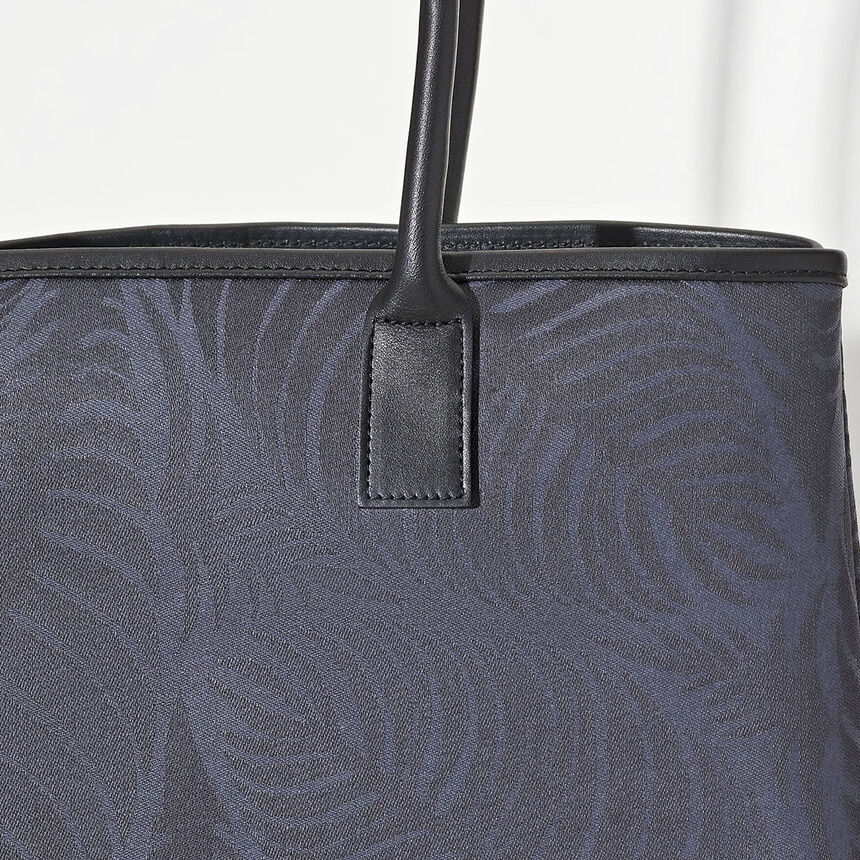 Cabas port&eacute; &eacute;paule Palme Bleu  100% coton Enduction 80% acrylique / 20% polyur&eacute;thane . Garniture : Cuir de Bovin, , hi-res image number 5