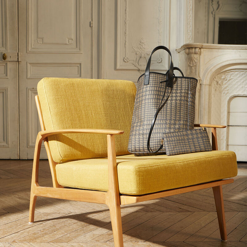 Cabas porté main Prince Beige 100% coton Enduction 80% acrylique / 20% polyuréthane . Garniture : Cuir de Bovin, , hi-res image number 1