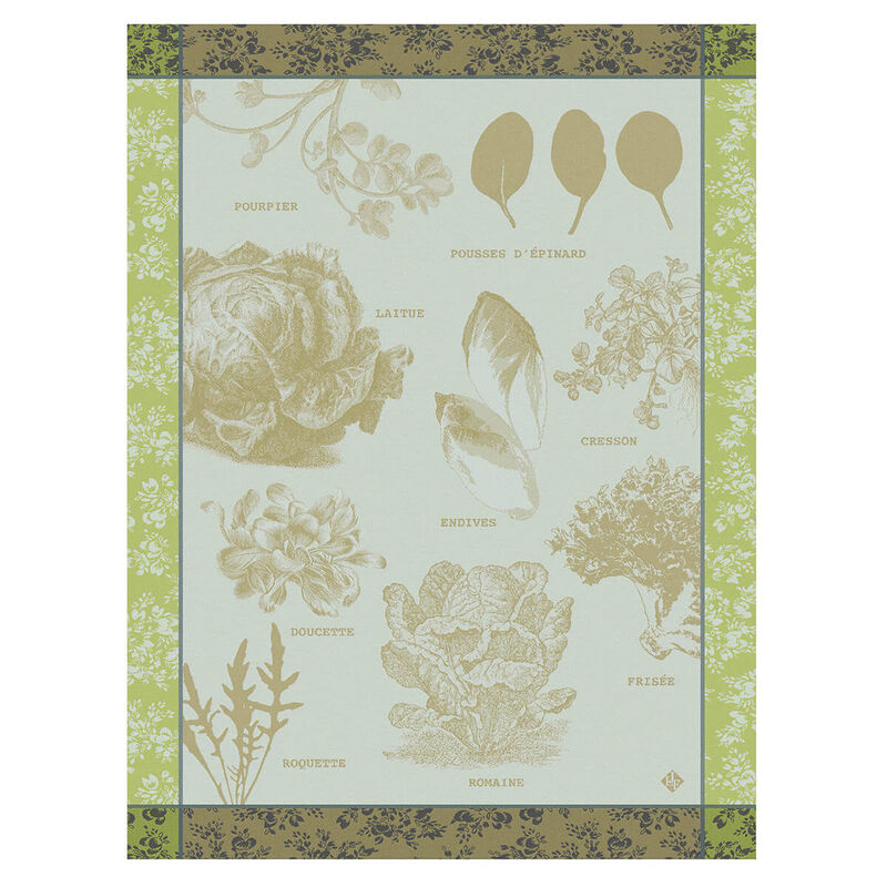 Torchon Salades Illustrées Endive 60x80 100% coton, , hi-res image number 0