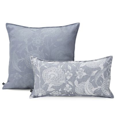 Housse de coussin Ottomane Pivoine Ardoise 50x50 100% lin