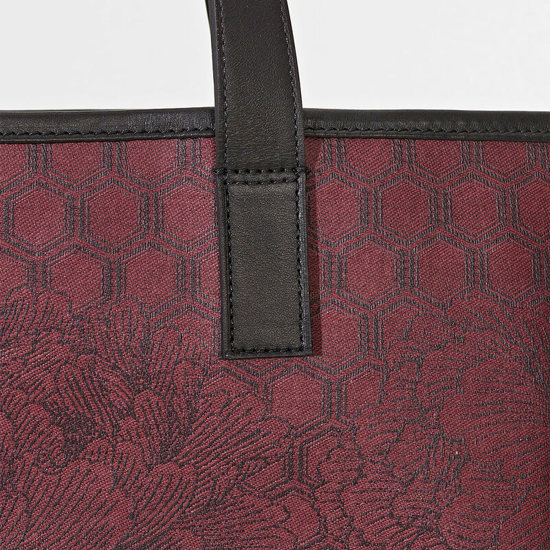 Cabas porté main Pivoine Bordeaux 100% coton Enduction 80% acrylique / 20% polyuréthane . Garniture : Cuir de Bovin, , hi-res image number 6