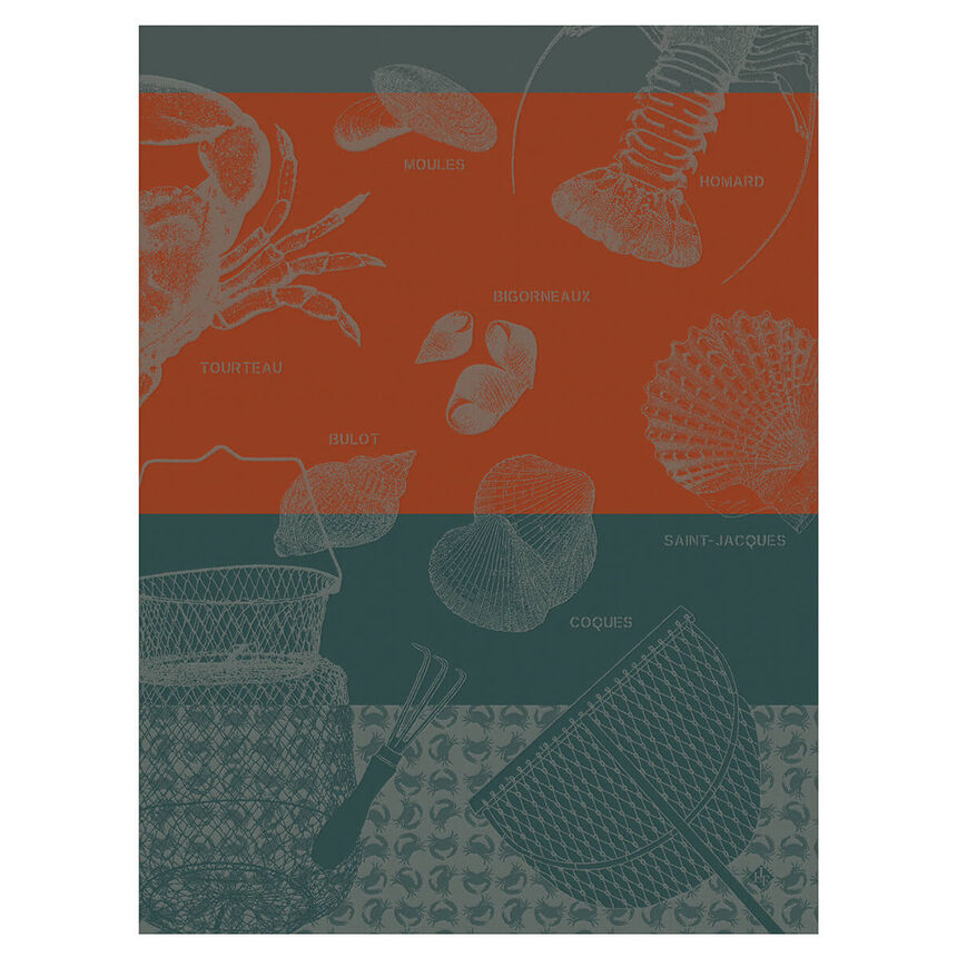 Torchon P&ecirc;che &agrave; pieds Filet 60x80 100% coton, , hi-res image number 0