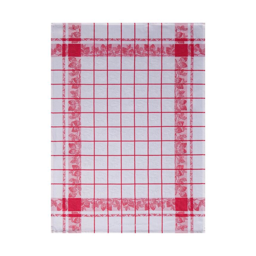 Torchon Fraises Rouge 60x80 100% coton, , hi-res image number 0