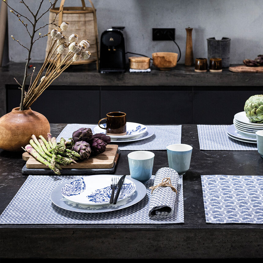 Set de table enduit Empreintes Tissage Cobalt 50x36 100% coton, , hi-res image number 2
