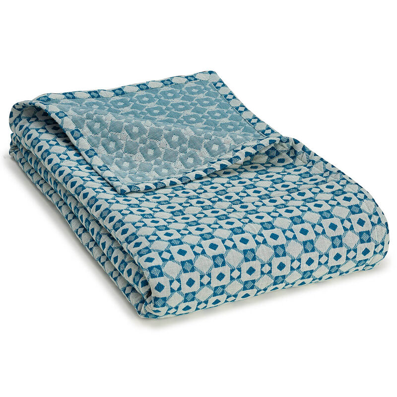Plaid Obsession Lagon 150x190 98% coton / 2% polyamide, , hi-res image number 0