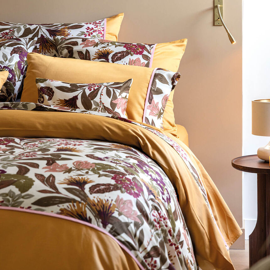 Drap de lit Panache de fleurs  Miel 190X290 100% coton, , hi-res image number 2