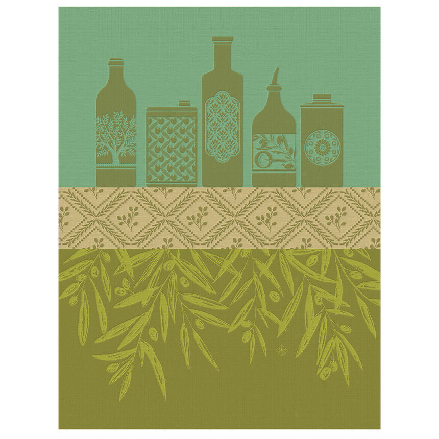 Torchon Huiles proven&ccedil;ales Olive 60x80 100% coton, , hi-res image number 0