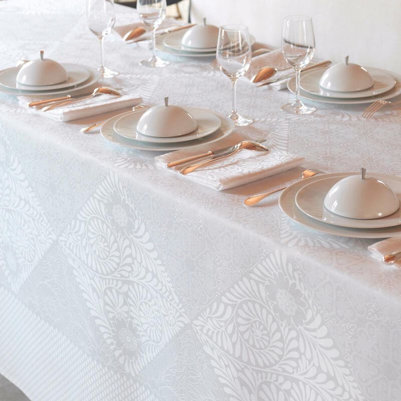 Serviette de table Bosphore Blanc Blanc 58x58 50% coton - 50% lin, , hi-res
