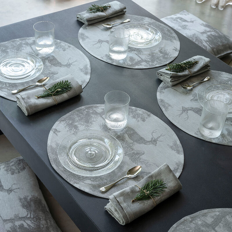 Serviette de table Souveraine  Argent 58x58 100% lin, , hi-res