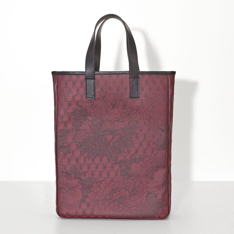 Cabas porté main Pivoine Bordeaux 100% coton Enduction 80% acrylique / 20% polyuréthane . Garniture : Cuir de Bovin, , hi-res image number 3
