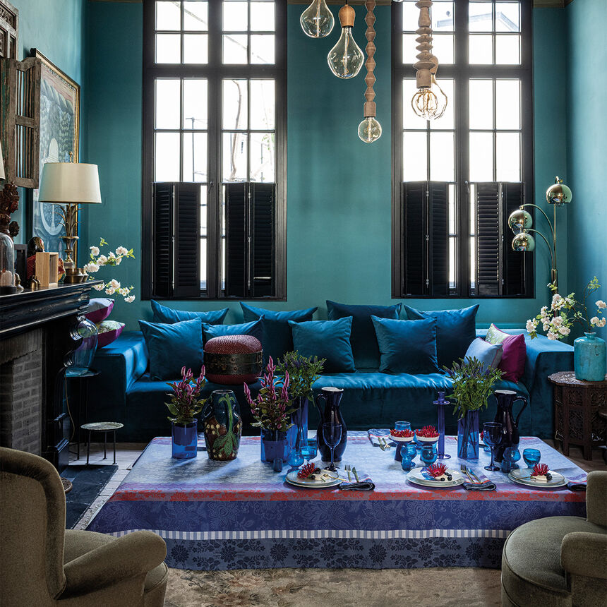 Nappe enduite Gipsy Azur 175x175 100% coton, , hi-res image number 0