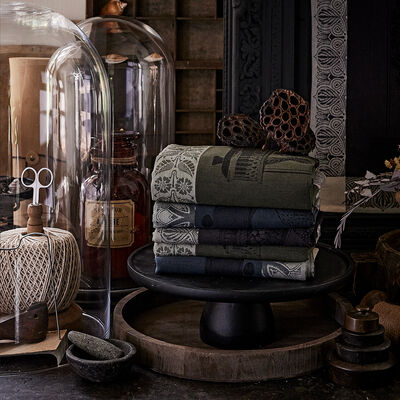 Torchon Curiosit&eacute;s Min&eacute;rales Charbon 60x80 100% coton