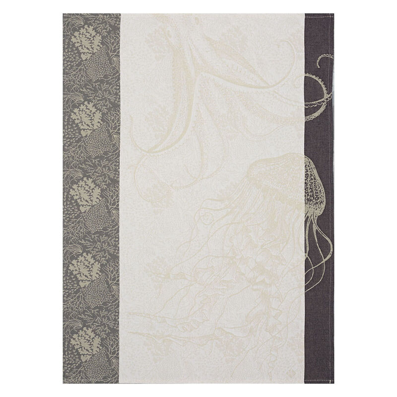 Torchon Fonds marins meduse Nacre 60x80 100% coton, , hi-res image number 0