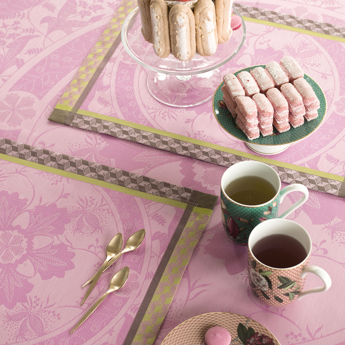 Set de table Cocina 45x33 cm avec serviette assortie - Franges vert