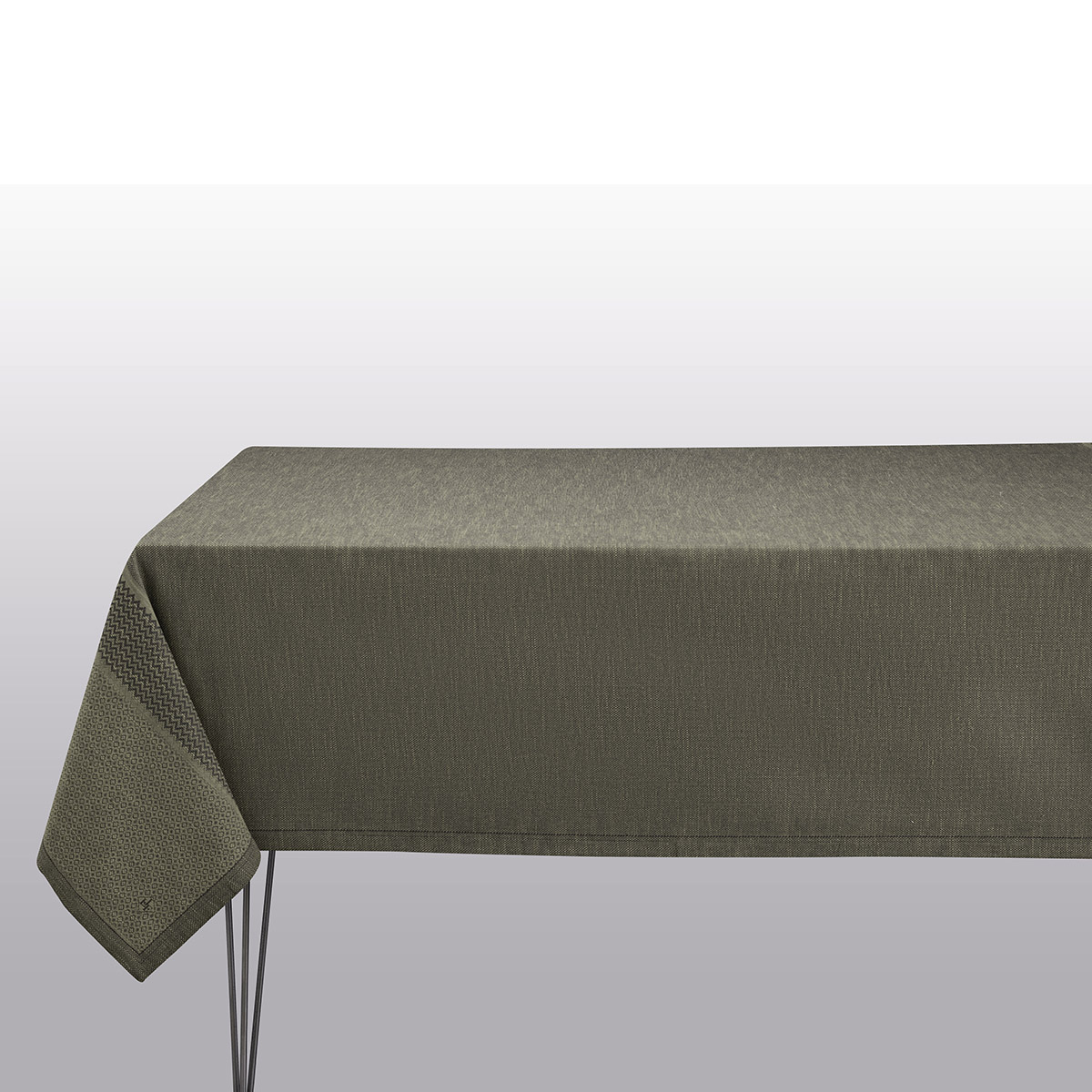 Nappe Carrée Le Jacquard Français - Motif Fleur De Lys - 100% Coton - Beige