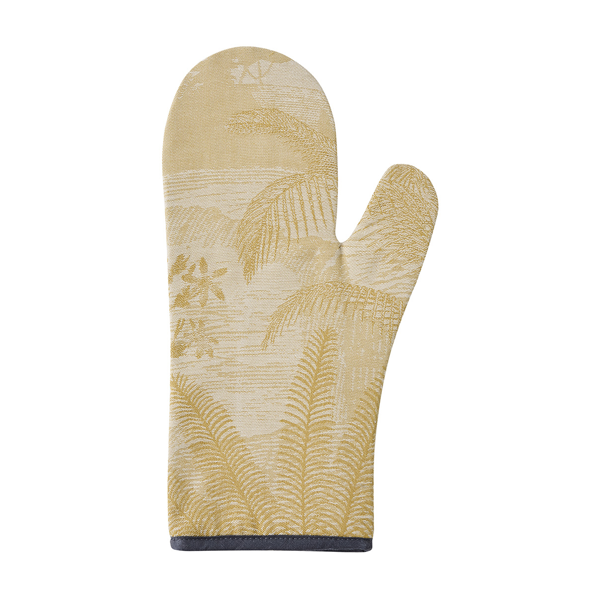 Lot 2 Gants Cuisine Et Maniques - Motif Fleurs Jaune Moutarde Résistants à La Chaleur